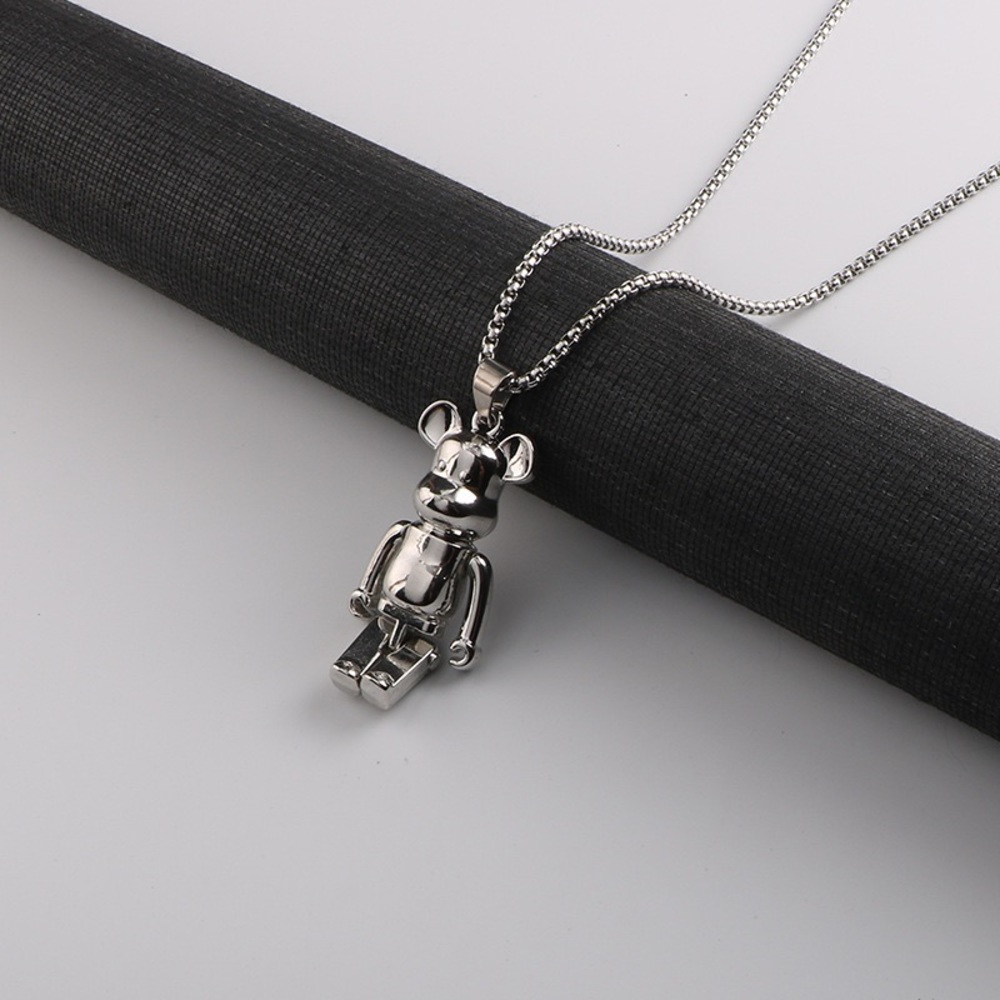 Bearbrick Fashion Silver Pendant Necklace 70cm
